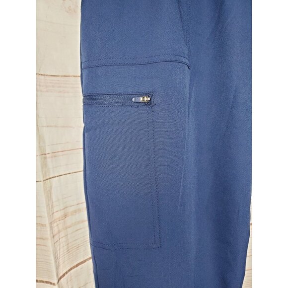 Scrubology Large Navy Blue Multi-Pocket Scrub Pants Poly/Spandex Stretch Medical - Picture 6 of 12